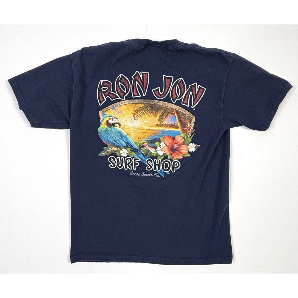 Ron Jon Surf Shop T-Shirt Youth Small Cocoa Beach FL Navy Tropical Graphic 2017
